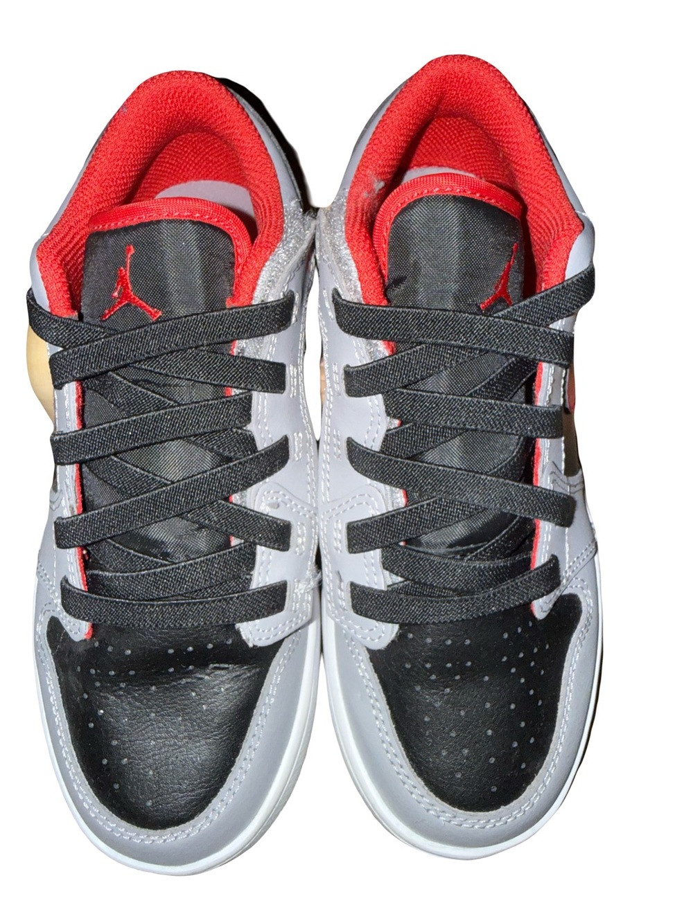 Jordan 1 Low Alt (PS) – Black/Fire Red/Cement Grey kids boys Velcro Brand New
